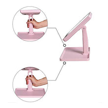 DKee LED con luci prima e dopo 360 gradi rotante specchio specchio da tavolo riempimento luce specchio multifunzione storage Vanity specchio USB ricarica tre toni rosa chiaro