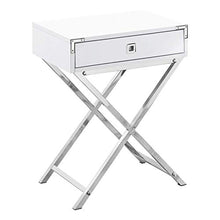 PIJN ComodinoTavolino Laterale in Stile Contemporaneo con Ampio Cassetto Portaoggetti E Gambe X-Design in Metallo per Soggiorno