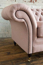 JVmoebel Chesterfield, divano a 3 posti, in pelle, colore rosa