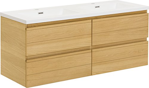 Destock Mobili - Mobiletto doppio da parete in rovere naturale, 4 cassetti (x1)