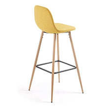 Kave Home – Sgabello da bar Nolite senape 75 cm con schienale e gambe in acciaio effetto legno