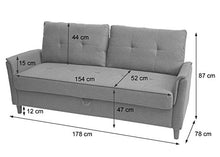 Mendler Divano a 3 posti Relax TV con vano Contenitore HWC-H23 Tessuto Grigio