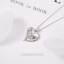 Baoxiaohed Collana in Argento Sterling, 925 Sterling Argento Stile Moda Mamma Mano nella Mano Collana, Adatta per La Festa della Mamma, Regali di Anniversario E Regali di Compleanno