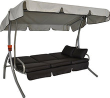 Angerer Premium Comfort Dondolo Design in Pelle Cioccolato, Tettuccio Parasole Beige, 3 posti