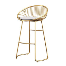 LWW Sedie, Sgabelli da bar moderni in metallo con ampio schienale Sgabello da bar per cucina Sedia da pranzo in ferro Sedia da toilette da donna in stile nordico,Oro,60 cm