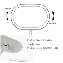 Specchio per Il Trucco, Specchio Comò, Specchio da Appoggio, Specchio Cosmetico Illuminato, Ricaricabile, Sensore Separato Rimovibile, Portatile, Regolabile, 360 °