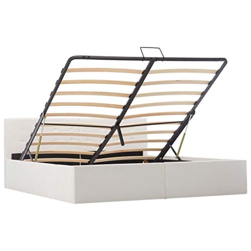 Tidyard Struttura Letto Giroletto Telaio Idraulico in Ecopelle con Contenitore e Doghe,Struttura Letto Singolo Matrimoniale in Ecopelle Moderno 90x200cm/140x200 cm/160x200 cm/180x200 cm