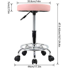 KKTONER Sgabello Rotondo in Pelle PU con poggiapiedi Regolazione dell'altezza della Parte Girevole Spa Salone di Disegno Tattoo Workshop Massaggi Sgabelli Sedia operativa Rosa