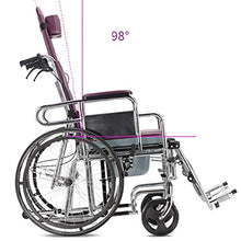 Carrozzine Pieghevole, Leggera Carrozzina Semovente Portatile Carrozzina Comfort Completamente Sdraiata con Poggiapiedi Oscillanti E Freni A