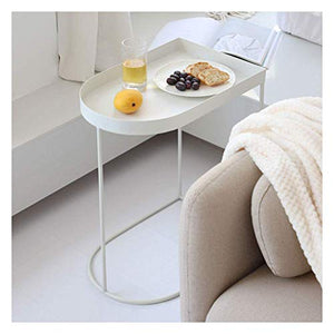 YLKCU Comodini in Metallo, Piccolo, tavolino per la casa, tavolino Laterale, per Laptop da caffè, Moderno, Creativo, ripiano portaoggetti, Comodino Semplice (Colore: Bianco)