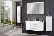 FACKELMANN - Armadietto da bagno con specchio a LED, con sistema di chiusura morbida, dimensioni: ca. 100 x 69 x 15 cm, armadio di alta qualità con specchio e illuminazione per il bagno/corpo: bianco