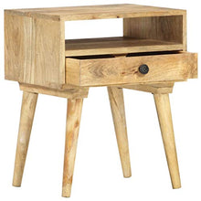 Tidyard Comodino Camera da Letto Vintage in Legno Massello di Mango con Cassetto,Comodino Rustico 40x35x50 cm