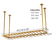 NSYNSY Rastrelliere per Bicchieri da Vino da 40"-60", portabottiglie per Vino - Disponibile in 3 Bracci Regolabili - Oro