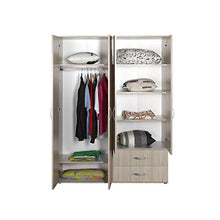 Salone Negozio Online Kit Armadio in Legno con 4 Ante + 2 CASSETTI 103x187x52 Cm Olmo Chiaro