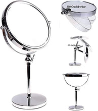 HIMRY Specchi da Trucco, Regolabile in Altezza, Ingranditori 10X con Piedistallo ø 20 cm, 8 Pollici Cosmetico Specchio da Tavolo, Specchio Bagno per Rasatura, 2 Faccia, Cromato, KXD3101-10x