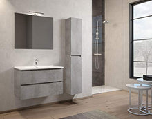 MaMa Store Atena Mobile sospeso con lavabo, Specchio e Lampada LED, Laminato Grigio Cemento L. 101 X P. 47 X H. 53 cm
