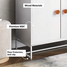 Wealthgirl - Armadietto a 2 ante con 2 ripiani, cassettiera, armadietto laterale con maniglie in legno, per soggiorno, camera da letto, casa o ufficio, in legno MDF e struttura in metallo