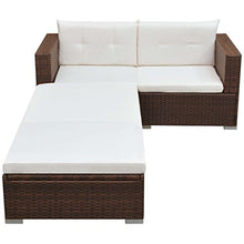 Festnight Set Divano/Divano Letto Modulare con 2 Posti da Giardino/Patio/Balcone/Piscina/Esterno in Polirattan Marrone