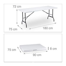 Relaxdays Tavolo da Giardino Pieghevole, trasportabile Come Una Valigia, Resistente agli Agenti atmosferici, Bianco, HLP: 72 x 180 x 75 cm