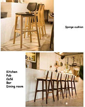 Sedie da cucina in legno imbottito Modern Dining sedia for Rustic Pub tessuto Bar Sgabello con schienale alto sedile imbottito Retro mobili Contatore Vintage gambe in legno massello Sgabelli schienali