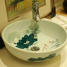 Jgophu China - Lavandino in ceramica per bagno e bagno, motivo: fiore di loto