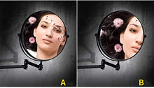 LBWARMB Trucco Specchio con luci Specchio di Bellezza di Montaggio a Parete Double Sided Makeup Specchio con ingrandimento 3X, 8-inch Metallo Ottone Pieghevole telescopica Bathroom Specchio, Nero