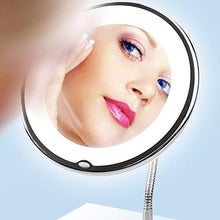 Specchio for Il Trucco, 10x Zoom LED Specchio for Il Trucco, A Parete LED dello Specchio di Bellezza, Pieghevole Non Perforata Specchio da Toilette, Argento