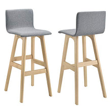 [en.casa] Sgabello da Bar Triglav Set di 2 Pezzi Altezza Sedile 75 cm Tessuto Imbottito Gambe in Legno di Faggio Grigio