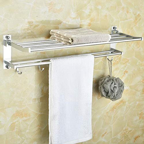 C-J-H Alluminio Spazio attività Doppio Pieghevole portasciugamani, Bagno portasciugamani Rack Bagno,No Punch,50CM