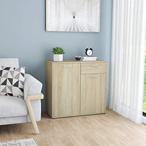 XHCP Credenza, Comodino, Comodino, cassettiera per la casa Soggiorno Camera da Letto Bianco Lucido 80x36x75 cm truciolare