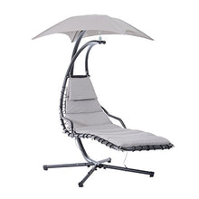 Outsunny Poltrona Sdraio Relax Chaise Lounge Lettino Prendisole con Tettuccio Giardino Grigio 190 × 115 × 190cm