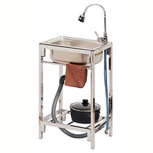 Kitchen Sinks Lavabo Semplice in Acciaio Inox con Staffa Mobile lavello da Campeggio con Sistema di Scarico Completo portaoggetti Adatto per Cucina e Lavanderia Interna ed Esterna