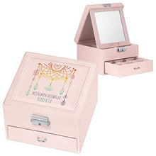Maverton scatola portagioie con stampa - con specchio - cofanetto portagioielli personalizzabile - in similpelle - rosa - 16x16x11cm - idea regalo lei - sogno