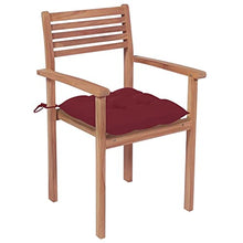vidaXL Sedie da Giardino 4 pz con Cuscini Rosso Vino Massello di Teak