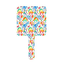 Specchio a mano, arcobaleno acquerello dinosauri quadrato palmare specchio con manico per trucco trucco casa salone viaggio uso 9 cm L x 16 cm L