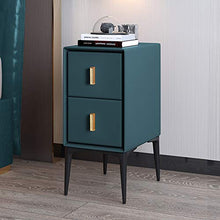 Comodino in Legno Comodino Simplicity Comodino in Pelle Mobile Laterale con 2 Cassetti Portaoggetti Maniglie in Metallo (Color : Dark Green)