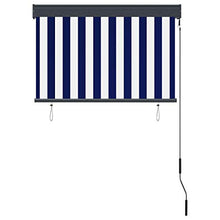FAMIROSA Tenda a Rullo per Esterni 100x250 cm Blu e Bianca