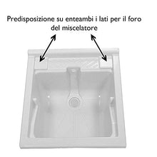 Lavatoio - Pilozzo BIANCO, ALTA RESISTENZA per esterni, materiale di prima scelta e stampo uniforme senza punti deboli, sifone IN REGALO, lavabo per lavanderia. Escelsior(L58,5 x P58,5 x H33)