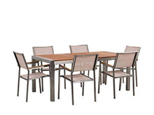 Beliani Set Giardino Tavolo Piano Legno di Eucalipto 6 Sedie Beige 180 x 90 cm GROSSETO