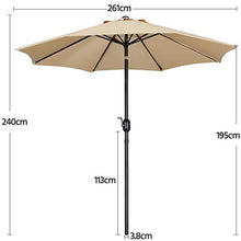 Yaheetech Ombrellone da Giardino Inclinabile con Manovella in Alluminio e Poliestere Impermeabile Anti UV da Esterno Spiaggia Terrazze Bar Balcone ø 261 x 240 cm Ecrù