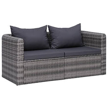 vidaXL Set Divani da Giardino 4 pz con Cuscini per Schienale e Seduta Sofa Arredi per Esterni Salotto in Polyrattan Grigio e Acciaio Verniciato