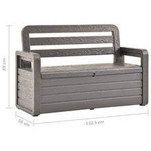 Tidyard Cassapanca da Giardino per Esterno in Plastica,Panchina con Schienale e Braccioli a 2 Posti,132,5 x 58 x 89 cm,Antracite