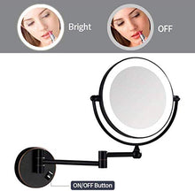 WZDD Specchio per Trucco da Parete, Specchio Ingranditore 10X con Luce LED, Specchio Cosmetico Illuminato Nero, Specchio da Bagno Rotondo