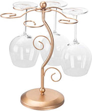 Supporto per bicchiere da vino da appoggio in metallo argentato da appoggio in metallo argentato elegante artistico a 6 ganci Stand per calici Sistema di essiccazione ad aria Albero Display-Tono rame