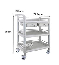 Carrelli portaoggetti Carrello di bellezza per parrucchiere Carrello per estetica con 2 cassetti e benna per sporco regolabile | Carrello dell'ospedale dell'ABS per il laboratorio, salone di bellezza
