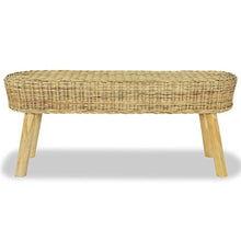 Festnight Panca/Panchina Ovale in Rattan Naturale e Legno Massello di Teak 110x35x45 cm/160x35x45 cm da Ingresso/Corridoio/Salotto/Soggiorno/Camera/Giardino/Patio/Balcone