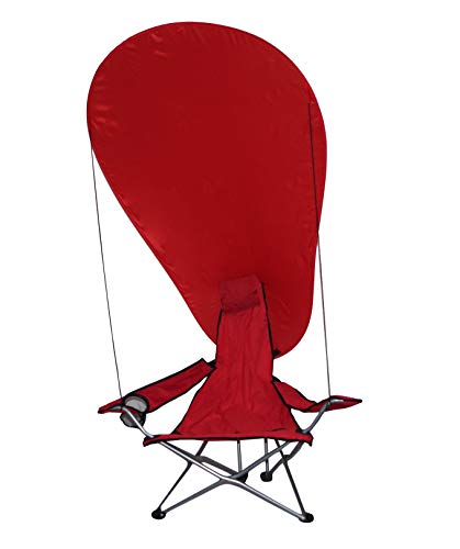 takestop® Sedia Sdraio Pieghevole Mare Campeggio Poltrona con Parasole  Tenda OMBREGGIANTE Struttura Alluminio Rosso per Spiaggia Giardino Ombrello 