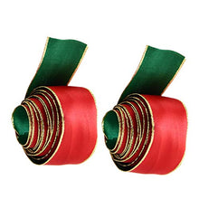 Garneck Confezione da 2 Pezzi Nastro Decorativo Natalizio Nastro di Seta per Decorazioni Natalizie Uso 3 8 cm 15 g (Verde Rosso)