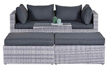 XONE Set Giardino Malindi 2 posti | Salotto Lounge 2 poltrone ad Angolo + 2 poggiapiedi + 1 Comodino | Mobili da Esterno arredo MODULABILE