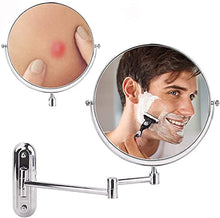 WISFOR Specchio da Parete Trucco Bagno con Ingrandimento 10X, Specchio Ingranditore da parete Specchio Tondo in Acciaio Inox Specchio Ingranditore Bagno Double Face Estensibile 360°Girevole